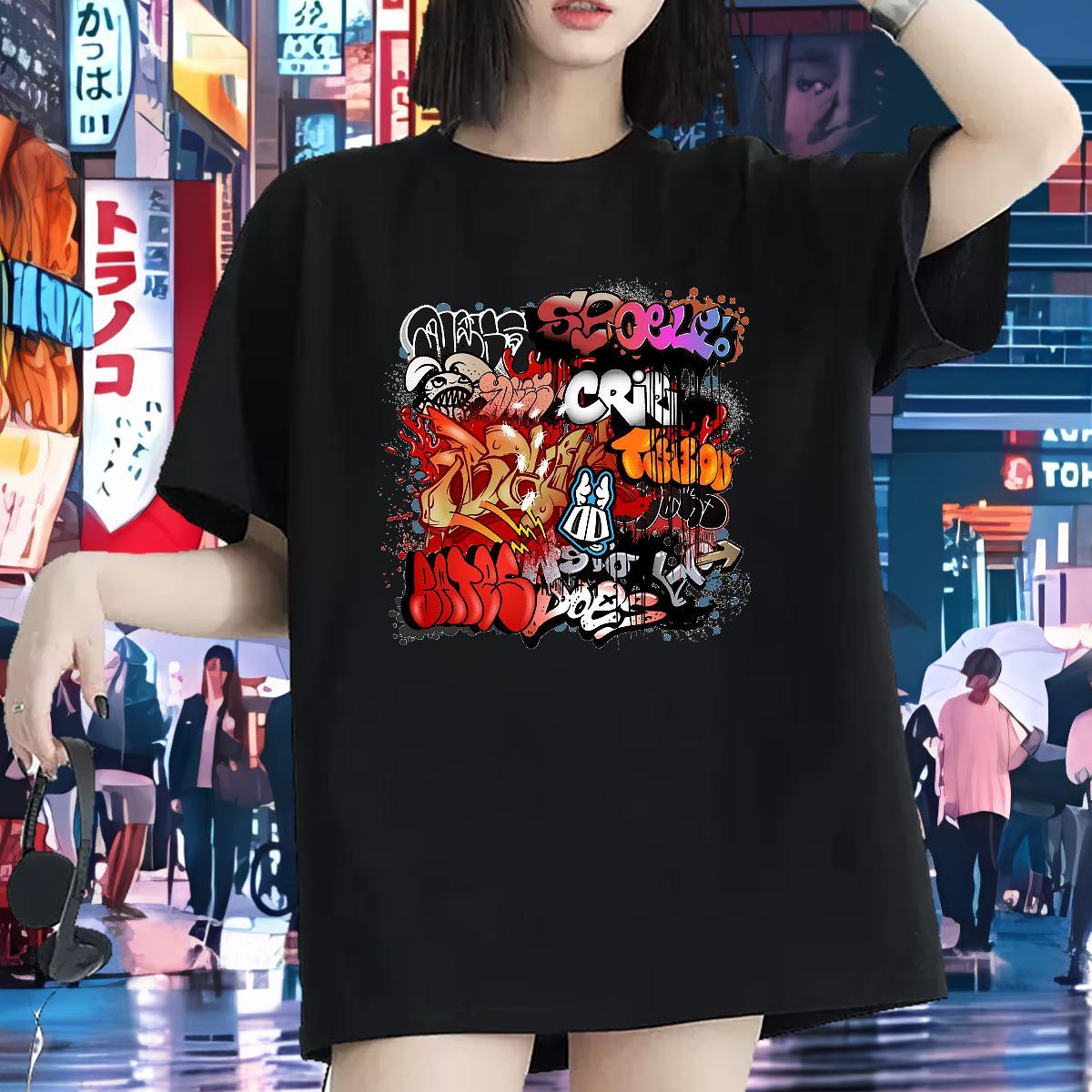 Lady Women Tshirts 230g Cotton painting Street Woman T Shirts Breathable Short Sleeve Custom Print Plus Size Clothings