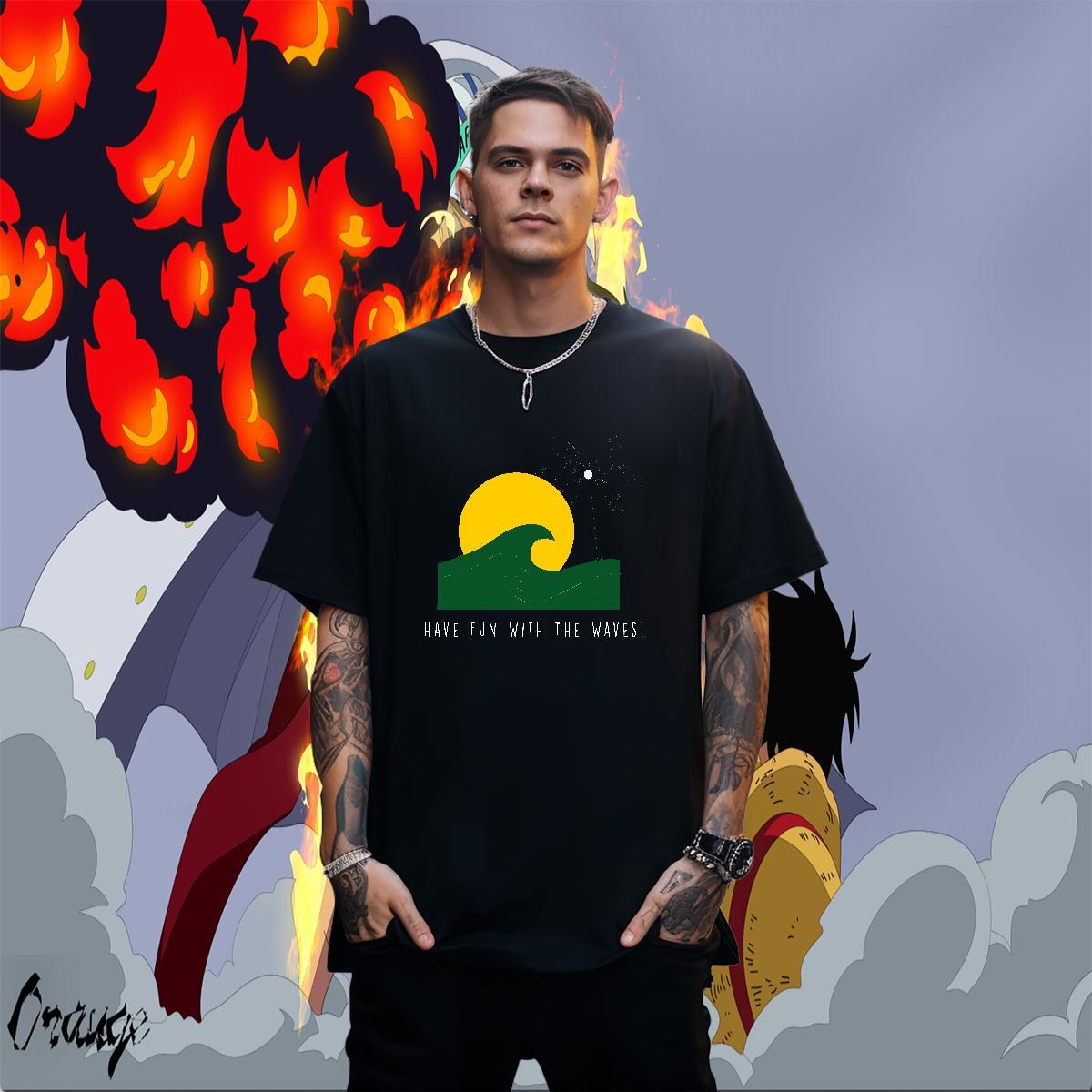 Wholesale Tshirts Casual Beach 230g Cotton Oversized Pure Cotton sea T-Shirts for Men Fashion New Tees Shirts