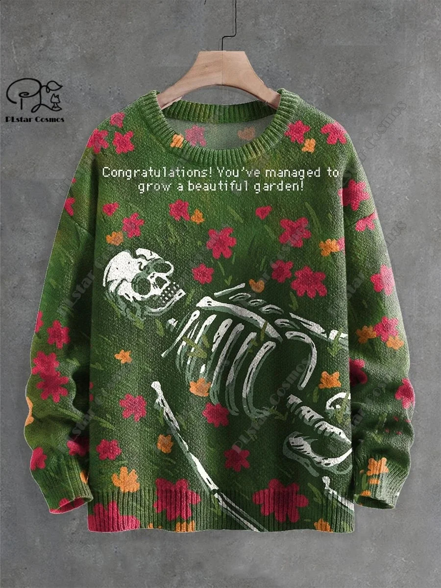3D Printing Halloween Custom Series Horror Ghost Skull Witch Black Cat Pattern Ugly Sweater Street Casual Winter Sweatshirt W-1 240821
