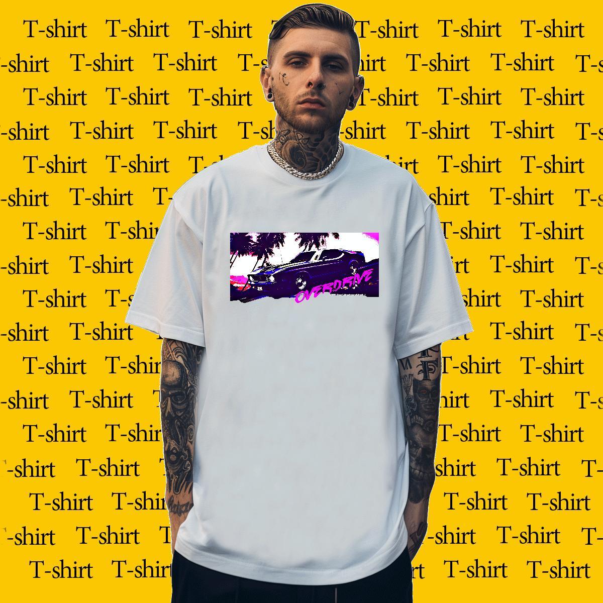 Comfortable Men Tops Tees Anime Printing Street 230g Pure Cotton DIY Logo Oversized Breathable Crew Neck car Men T Shirts Fashion Casual Polos