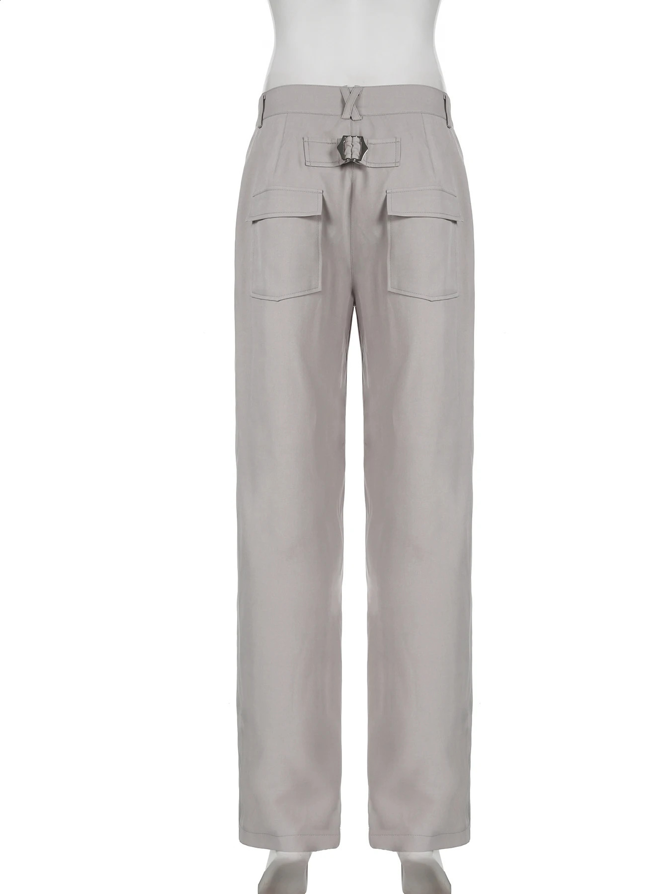 Rockmore Casual Cotton Linen Cargo Pant Vintage Solid Low Waist Wide Leg Trousers Streetwear All Match Y2k Chic Sweatpants Women 240821