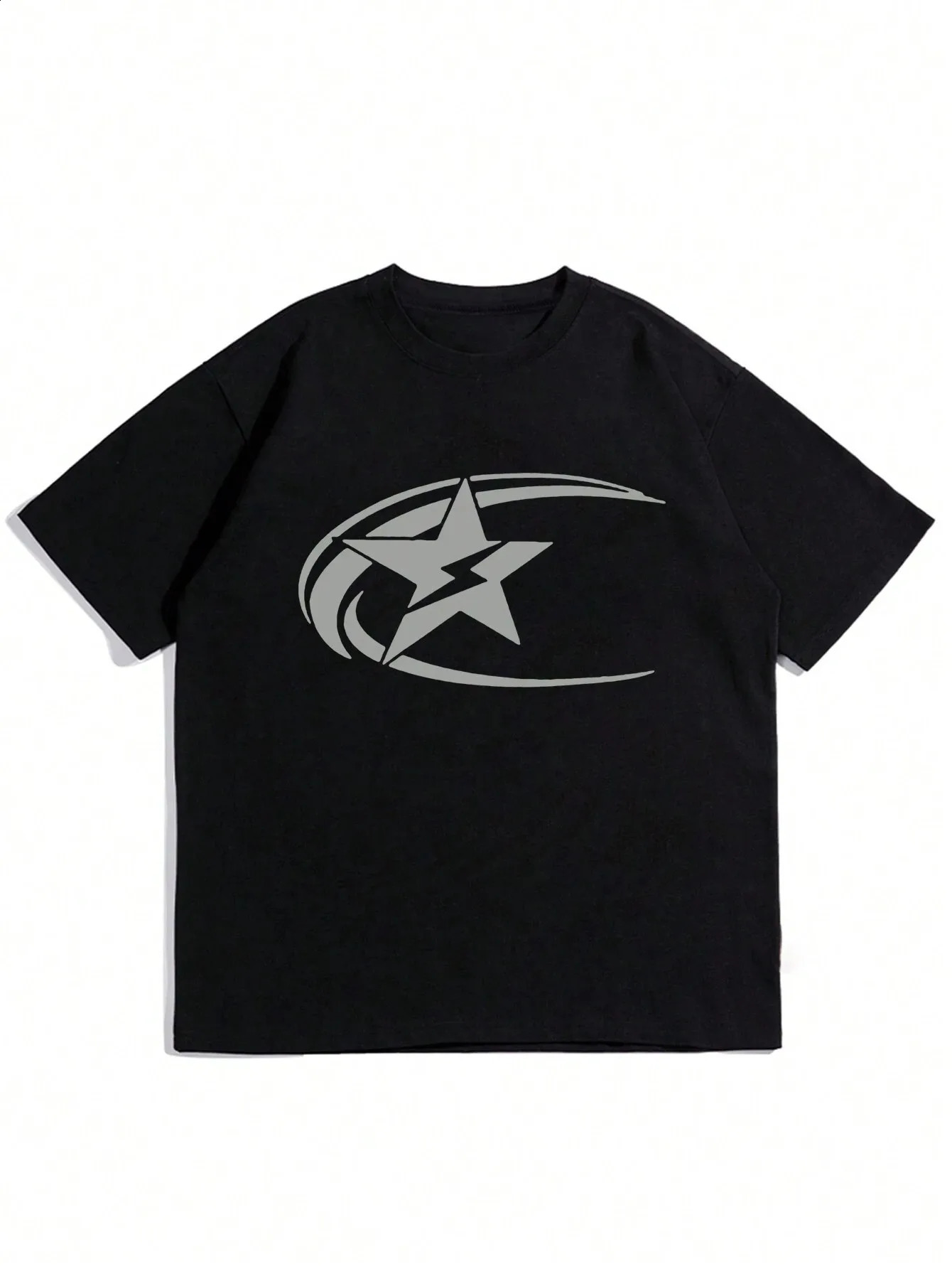 male star printed short sleeved Tshirt for summer mens clothing fashion top casual solid color Y2K street 240822