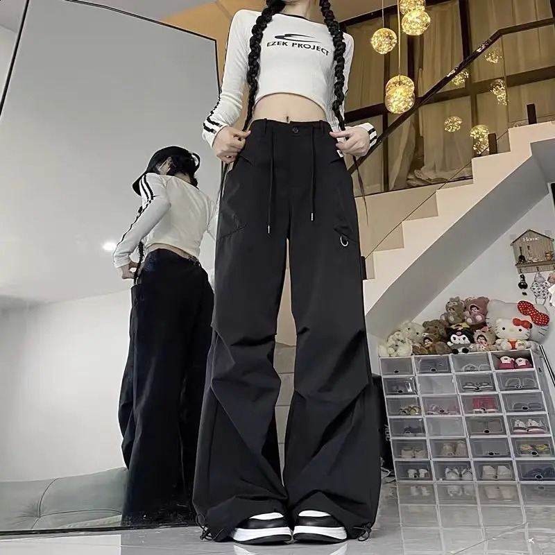 QWEEK Y2k Vintage Cargo Pants Woman Streetwear Baggy Harajuku Korean Fashion Sports Oversized High Waist Trousers Aesthetic 240821