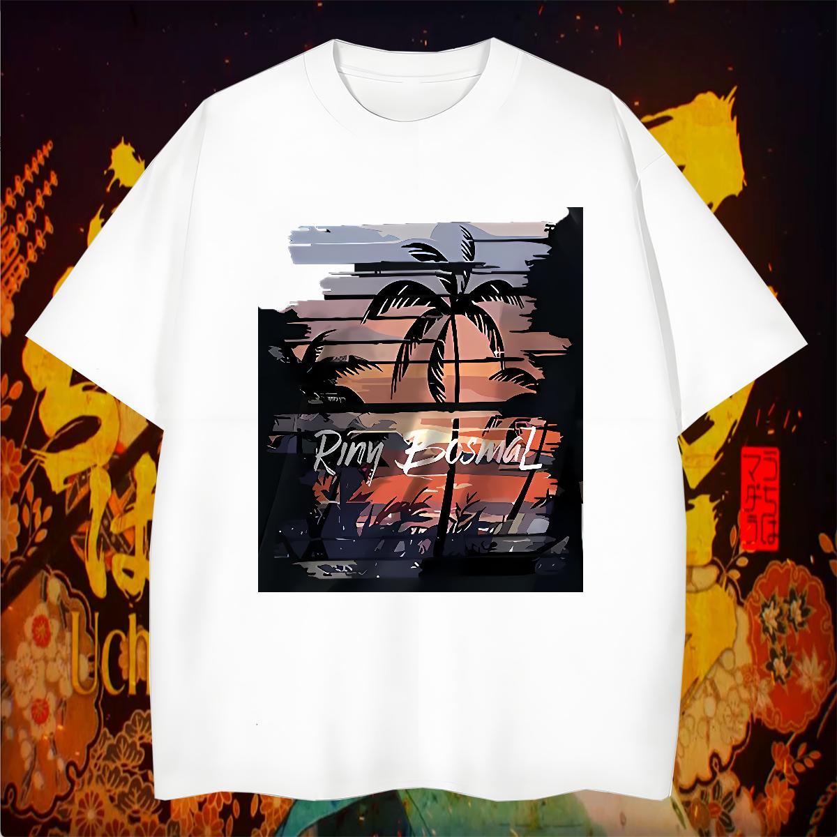 2024 Designer Anime Printing Street Men Tops Tees scenery Breathable Short Sleeve 230g 100% Cotton Men T Shirts Brand Plus Size Cartoon Top Tees