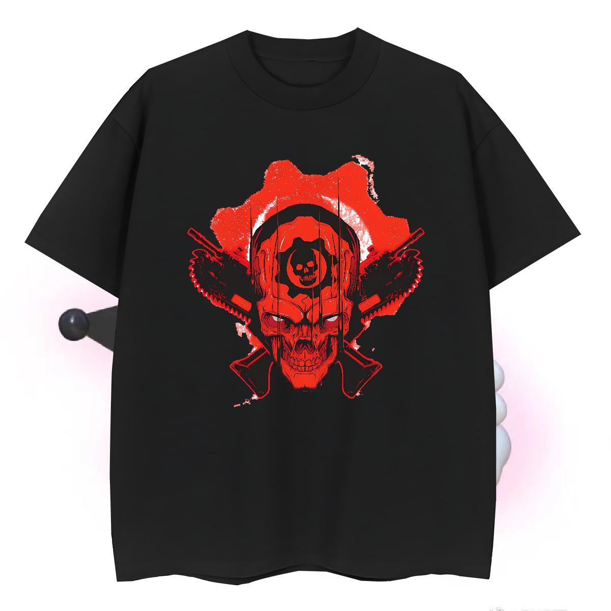 Wholesale skull Men Tees 230g 100% Cotton T Shirt For Man Oversized 4XL Street Wear Breathable Short Sleeve Loose Tee Shirt