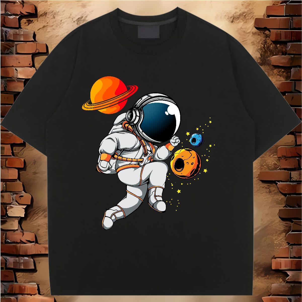 High quality Tshirt for Man Woman 230g Cotton cosmonaut Sports Casual T shirt Breathable Short Sleeve DIY Anime Tops