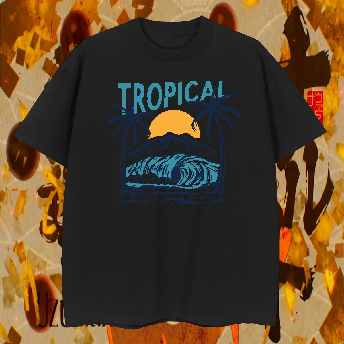 High Quality Tshirts High Street Hip Hop 230g 100% Cotton Black Oversized Short Sleeve O-Neck mountains Men T Shirts Casual New Wear