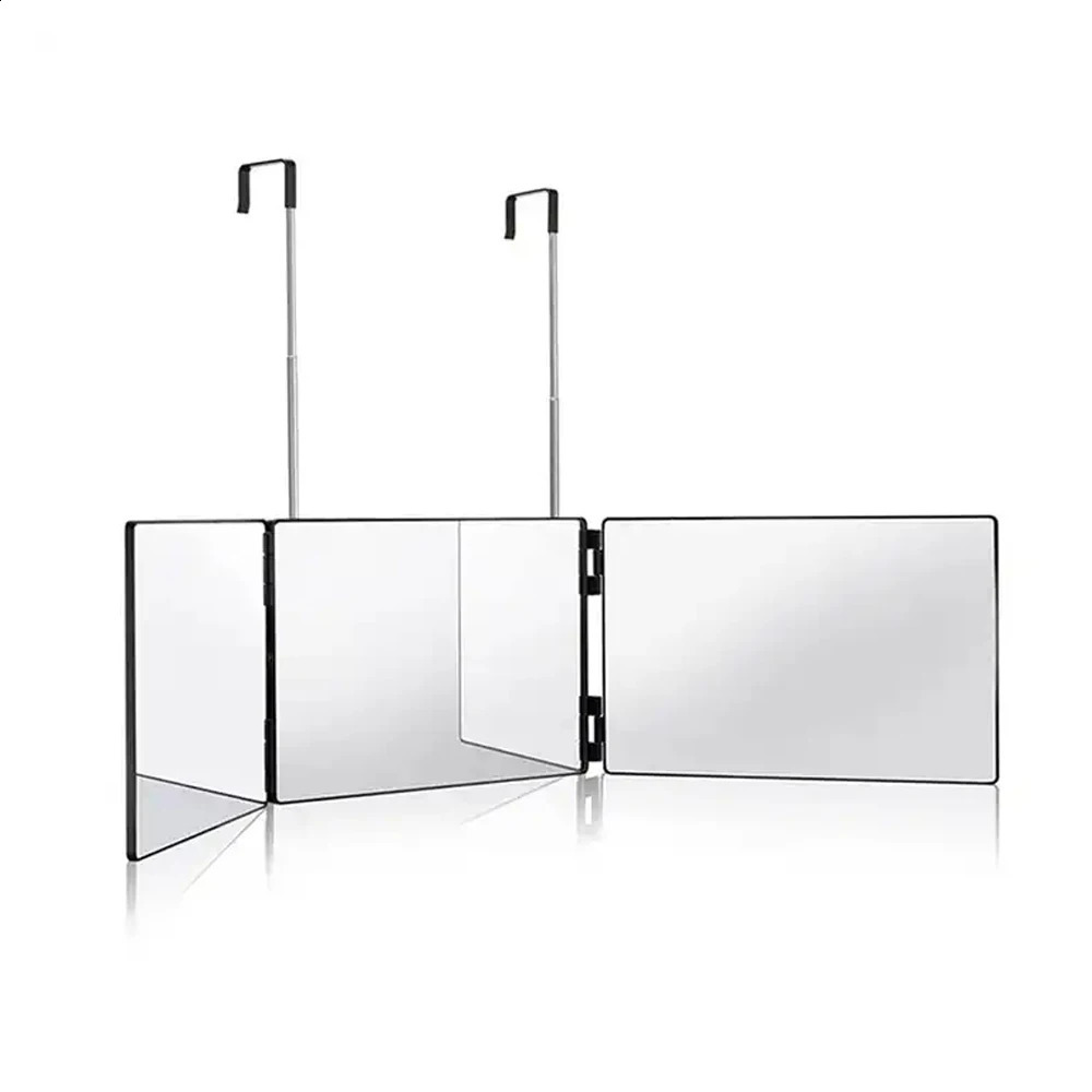 White Retractable Adjustable Hanging Three Mirrors Makeup Folding Three Mirrors Three Fold Mirror Spot Portable Cosmetic 240822