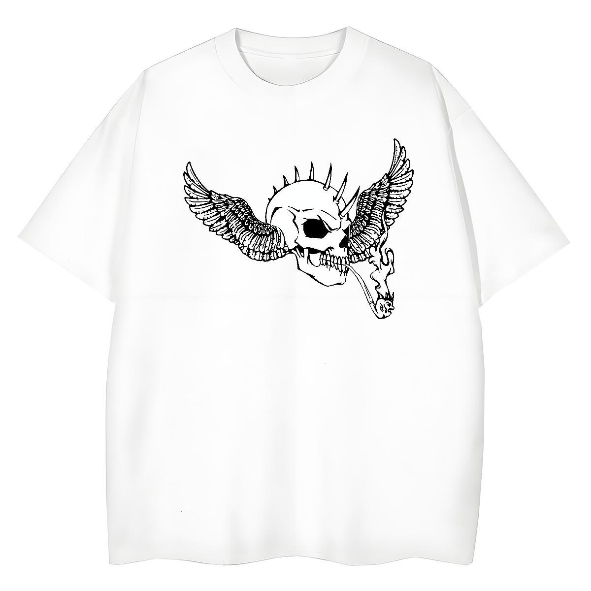 Fashion New T-Shirts for Women 100% Cotton 230g Short sleeve Soft Outdoor skull Unisex Tshirts Wholesale Anime Wear