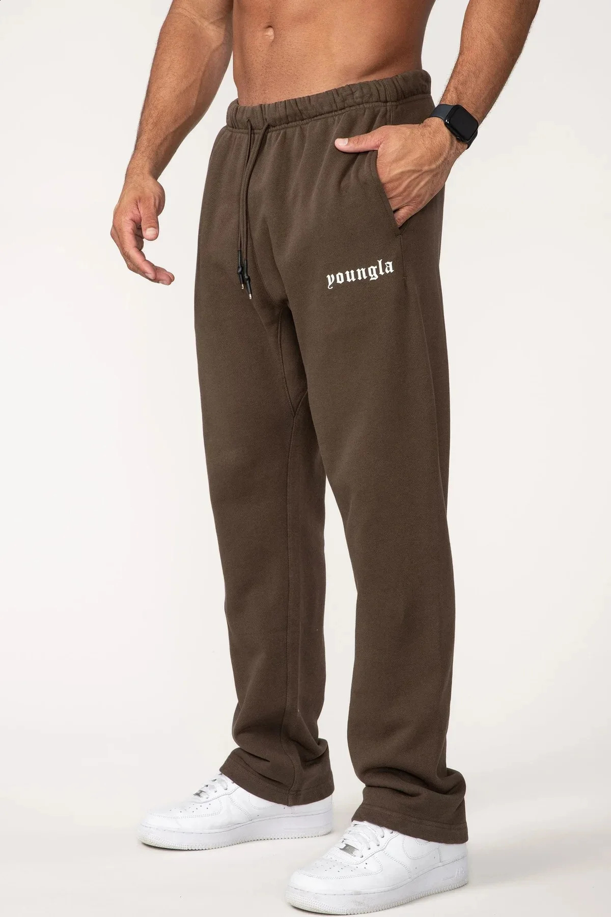 Mens sports pants autumn and winter fitness cotton print loose casual running training 240821