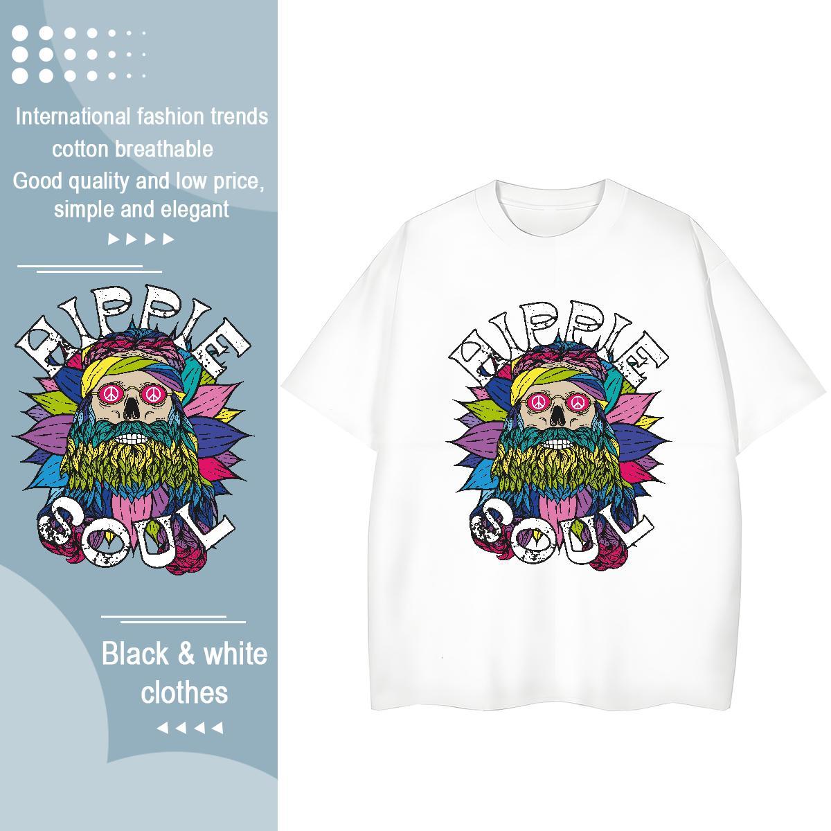 Factory Direct T Shirt For Woman 100% Cotton 230g Breathable Crew Neck Sports Street Wear skull Tshirt for Man Woman Free Shipping White Plus Size Clo