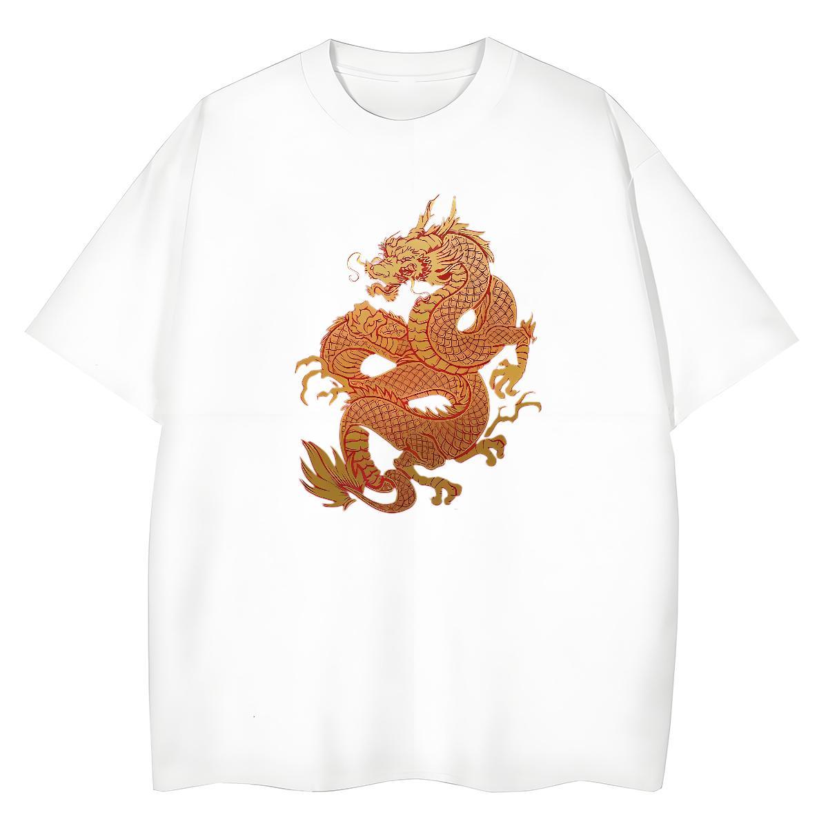 Brand Tshirt for Man Woman Home Outdoor 230g Pure Cotton Custom Printing Breathable Golden Dragon T Shirt For Man New Arrival Tshirts