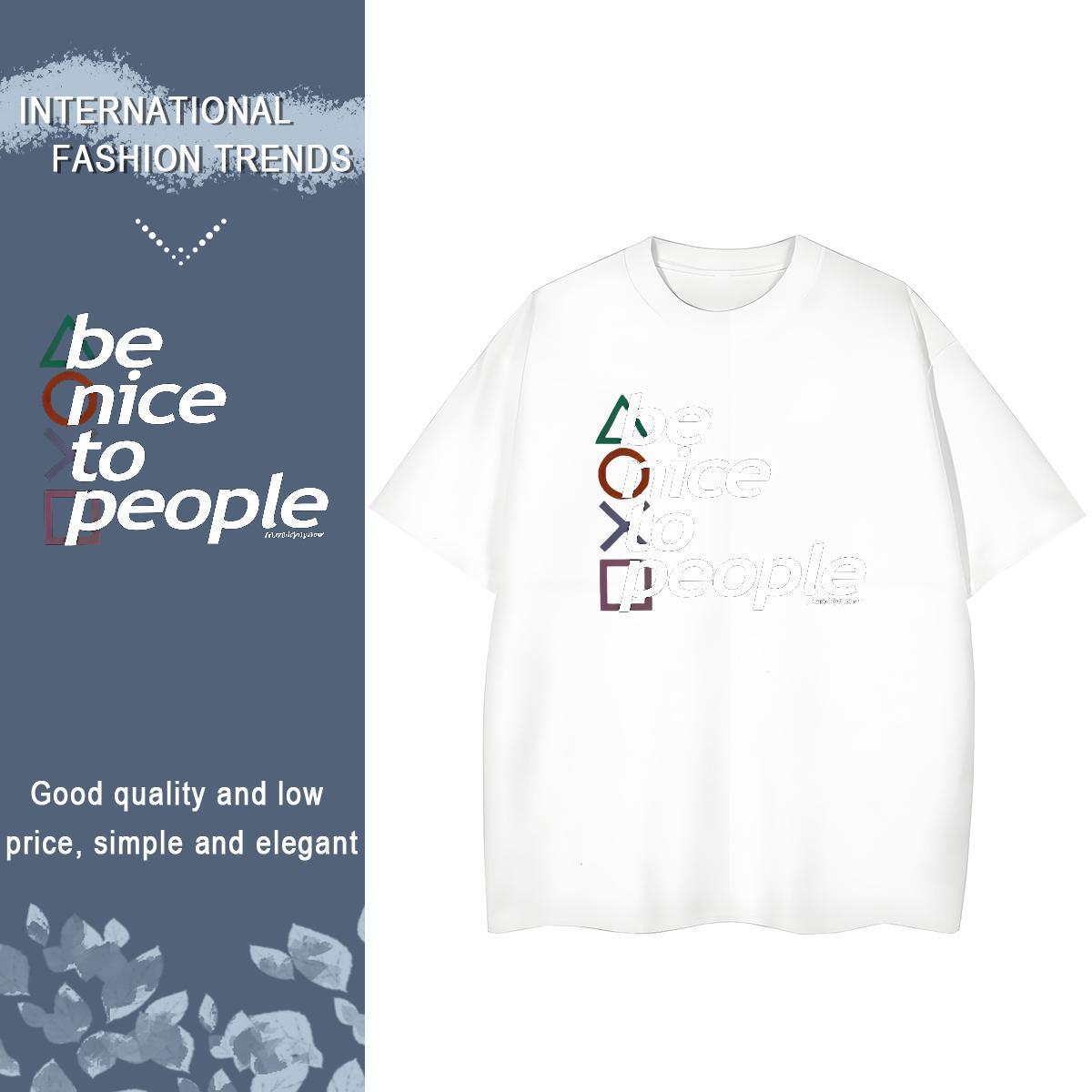 Unisex Lady T shirt 100% Cotton 230g letter Sports Casual T-Shirts Breathable Crew Neck Anime Clothings