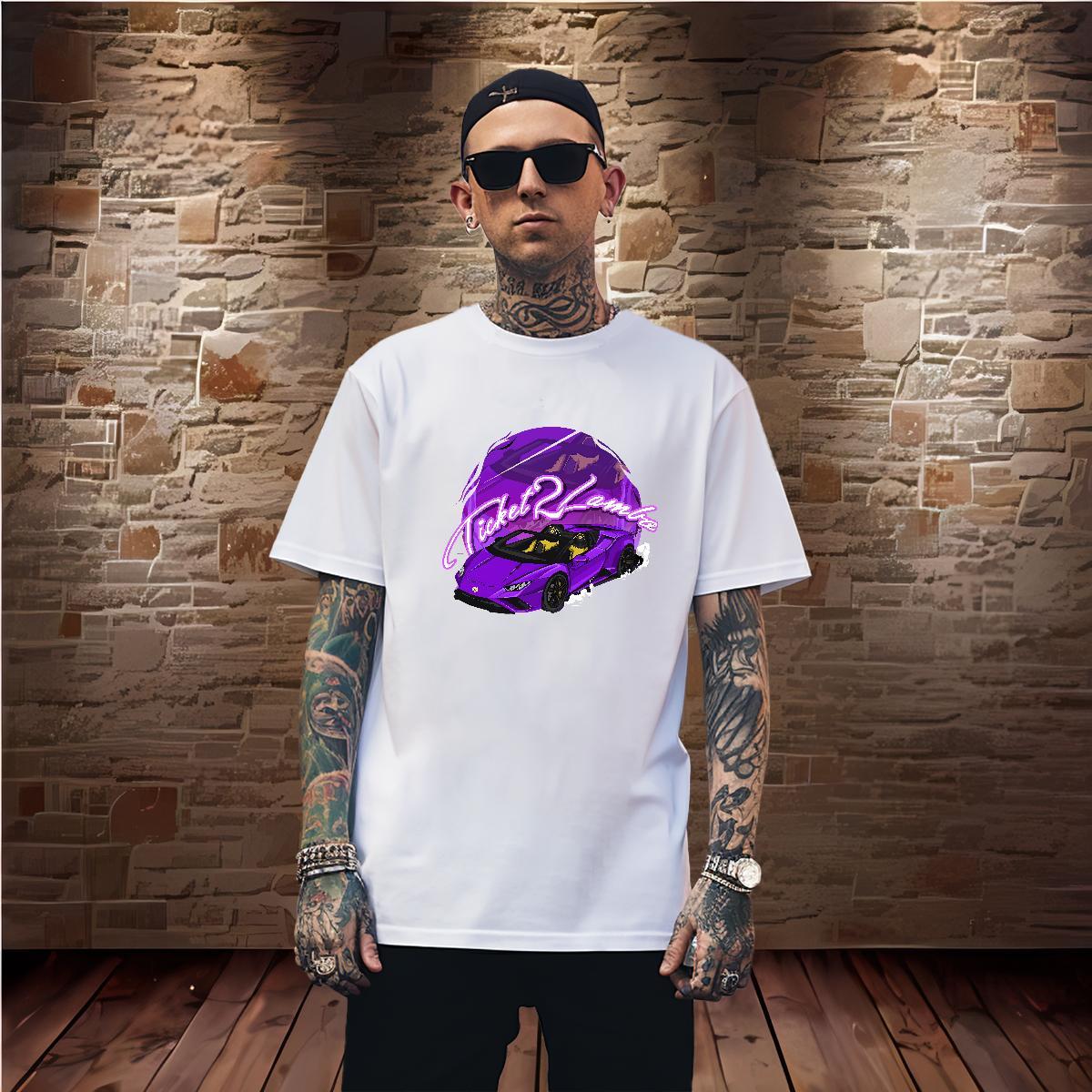 Designer car T-Shirts Street Wear Men Clothes T-Shirt 230g Cotton Free Shipping Breathable Soft Black Oversized Tops Shirt