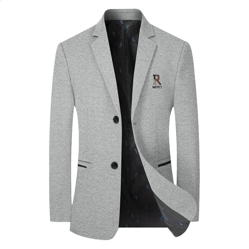 Men Business Casual Cashmere Blazers Suits Jackets Wool Blends Male Autumn Winter Slim Fit Coats Mens Clothing 240821