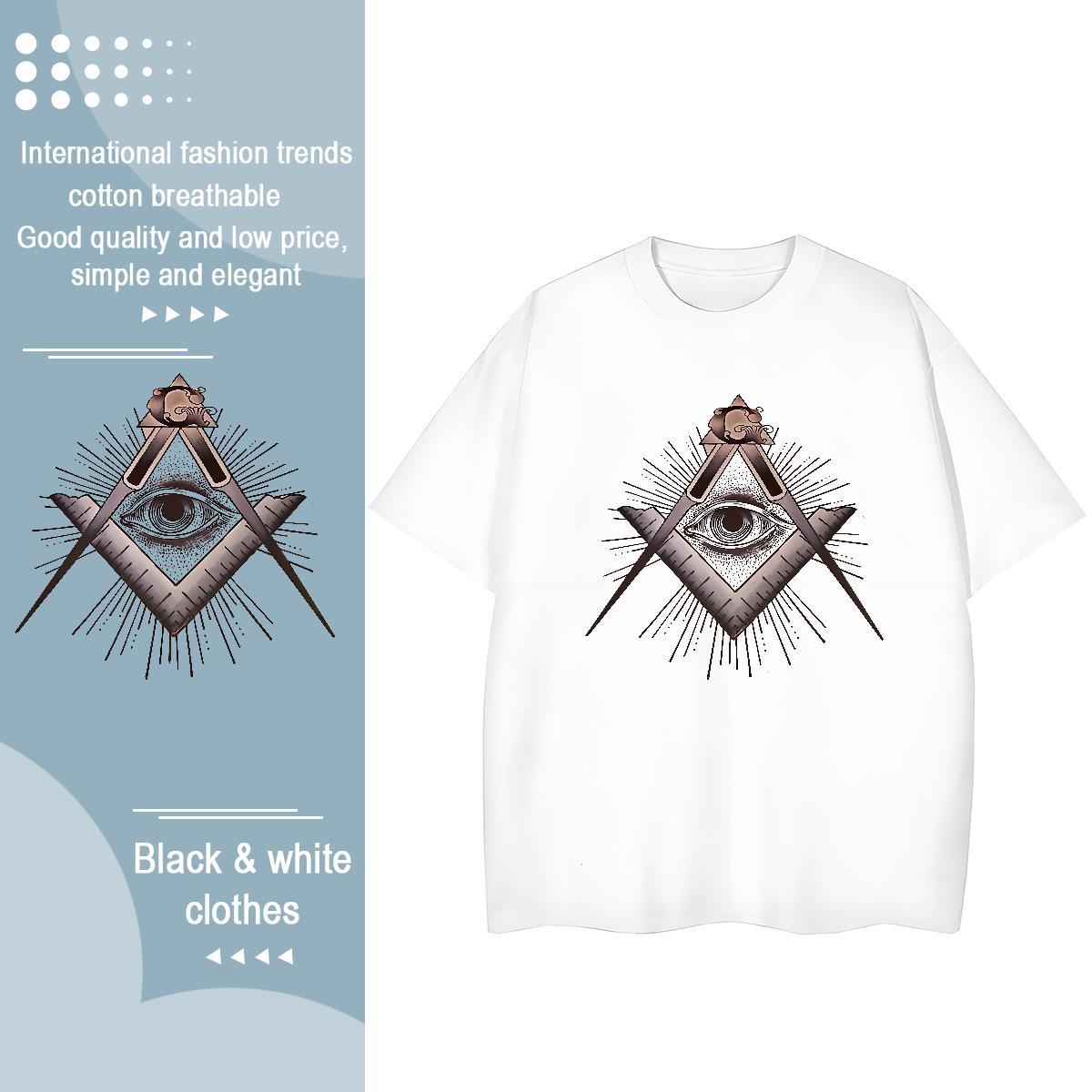 DIY Woman T Shirts 230g 100% Cotton Breathable Short Sleeve Beach eye of the devil Unisex Tshirts Loose fit Cartoon Floral Printing Clothes Shirt