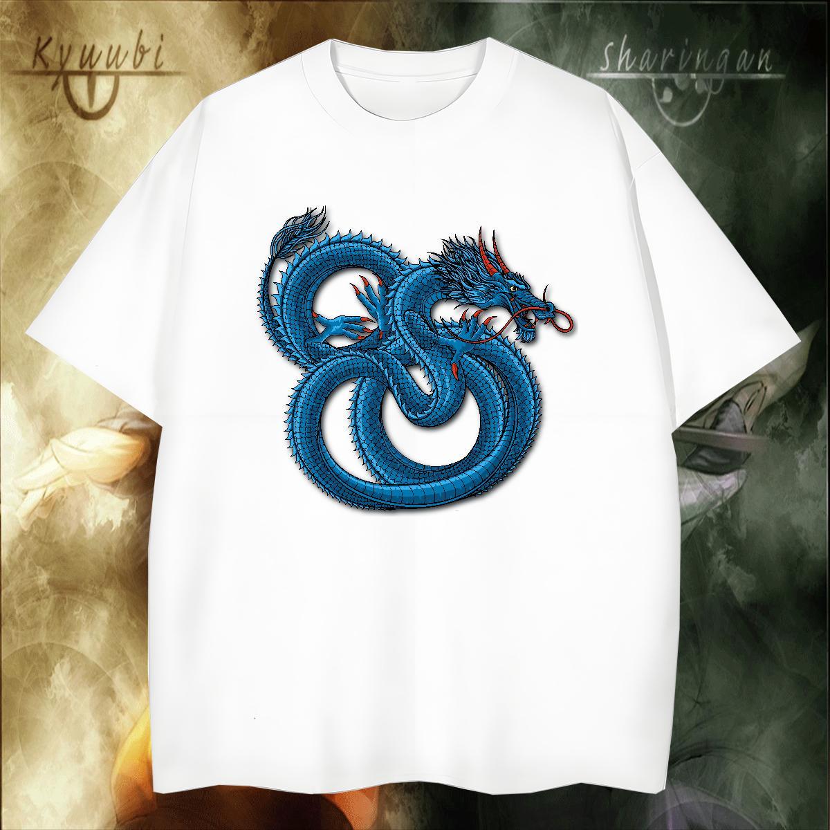 Comfortable dragon T-Shirts for Men High Street Hip Hop Men Clothes T-Shirt 230g Pure Cotton Fashion Design Short Sleeve O-Neck Cartoon Print Polos