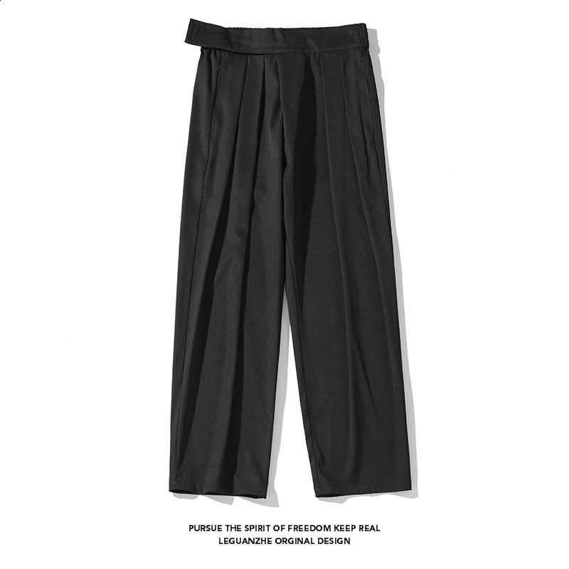 Streetwear Harajuku Black Wide Leg Straight Casual Mens Pants Spring Autumn Korean Fahions Harem Men Trousers 240822