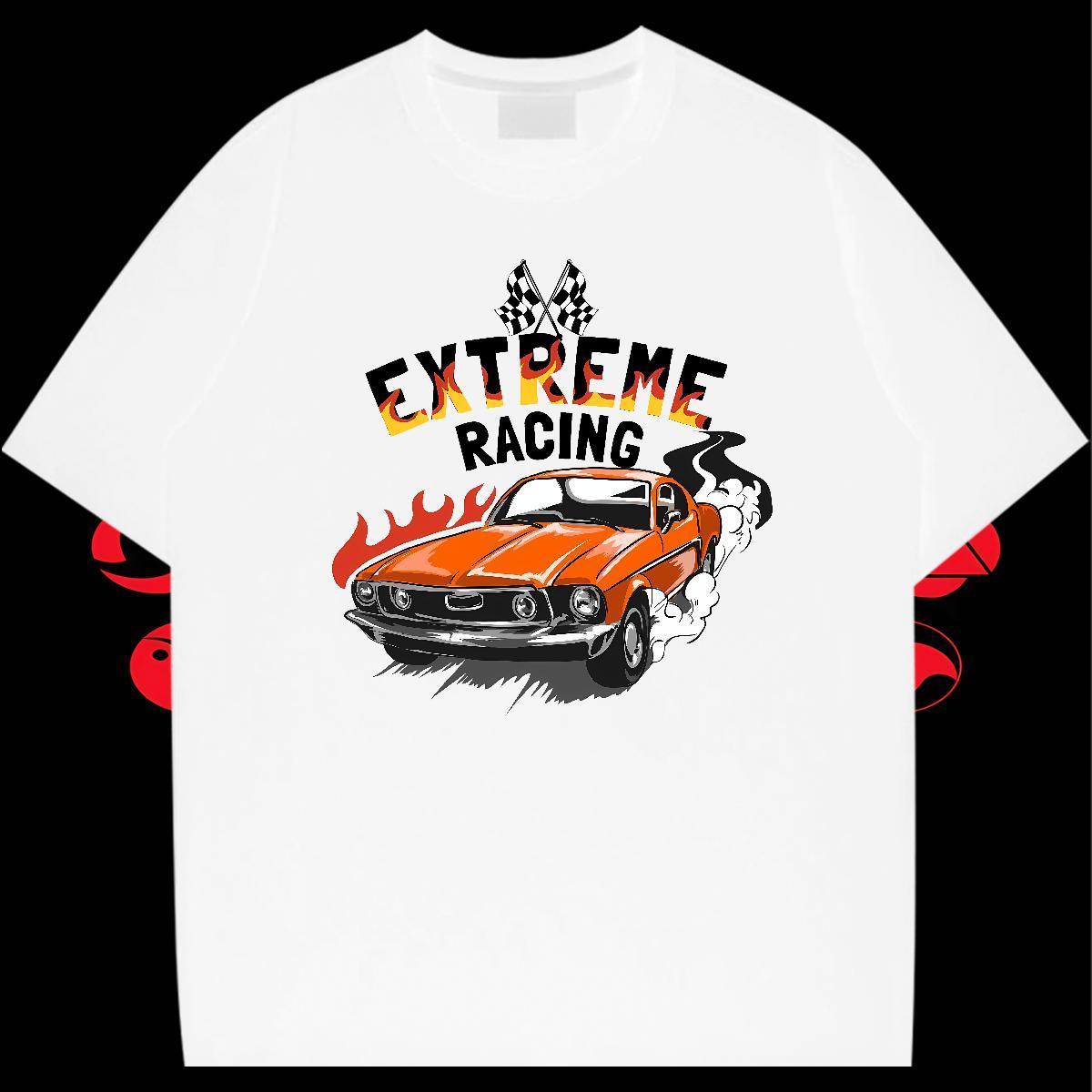 Cool Mens Tshirts High Street Hip Hop 230g 100% Cotton Oversized 3XL 4XL Breathable car T-Shirts Fashion Design Tee Shirt