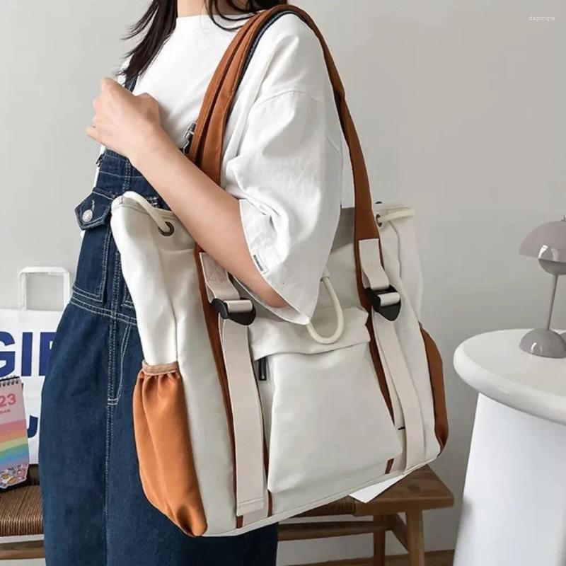 2025 NEW Drawstring Splash Proof Nylon Fabric Shoulder Crossbody Bags For Women Multi-pocket Large Capacity Student Book Handbag