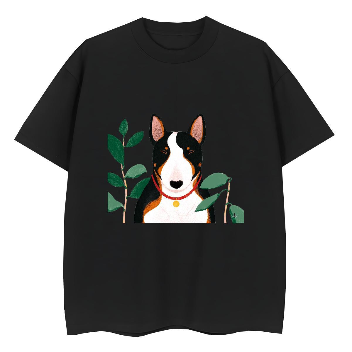 DIY Woman T Shirts Short sleeve Soft 100% Cotton 230g Women Tshirts Floral Print dog Daily Wear Loose fit Tee Shirt