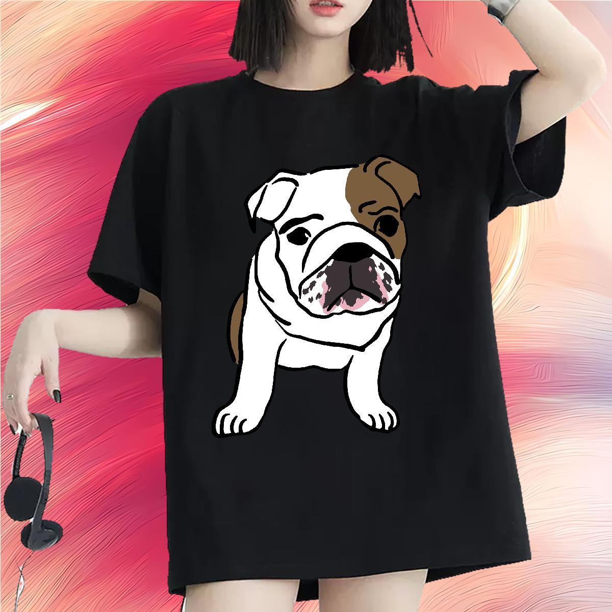 Fashion Casual Woman T Shirts Round Neck Short Sleeve 230g Cotton Tshirt for Man Woman DIY Logo Dog Hip Hop High quality Tops