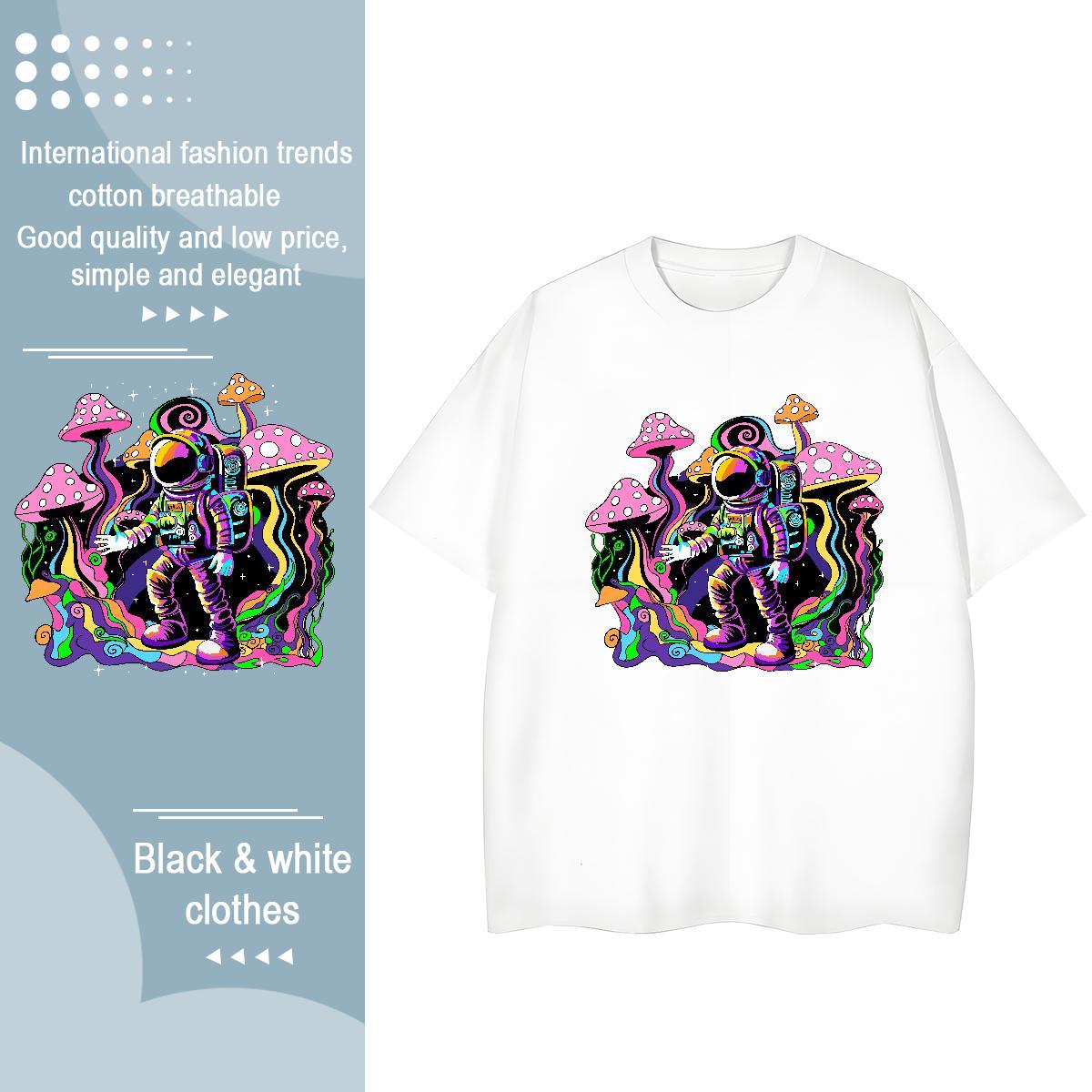 Designer Nice Lady T shirt 230g Pure Cotton planet Home Outdoor T Shirt For Woman Comfortable Cartoon Printing L-4XL Clothes Shirt