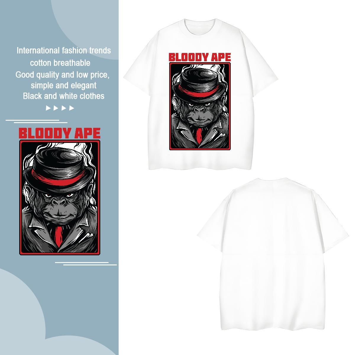 Brand orangutan T shirt Anime Printing Street Men Clothes T-Shirt 100% Cotton 230g Custom Breathable Crew Neck Plus Size Cartoon Tops Tees