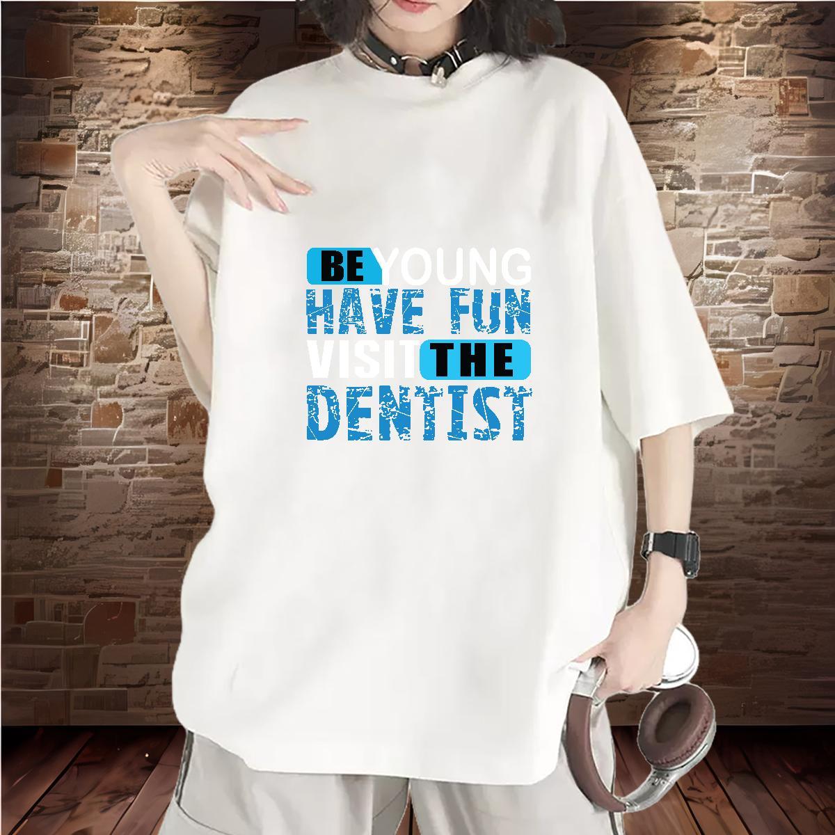 Free Shipping Unisex Tshirts 230g Cotton Denstist Casual Womens T Shirts Short sleeve Soft White Plus Size Wear