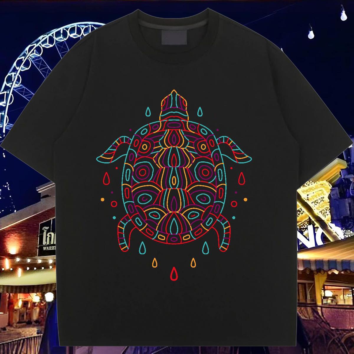 2024 Designer T-Shirts for Women Short Sleeve O-Neck 230g Pure Cotton Woman Tshirt Cartoon Floral Printing tortoise Street Casual Unisex Tops