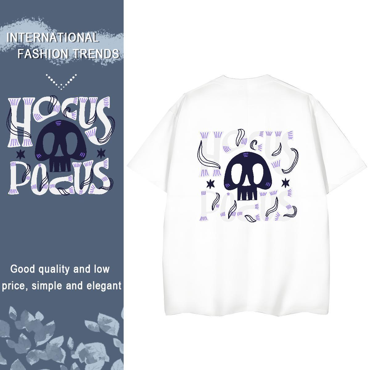 Custom Women T Shirts 230g Cotton Breathable Crew Neck Daily Wear skull Tshirt for Man Woman Loose fit Anime Print Top Shirts