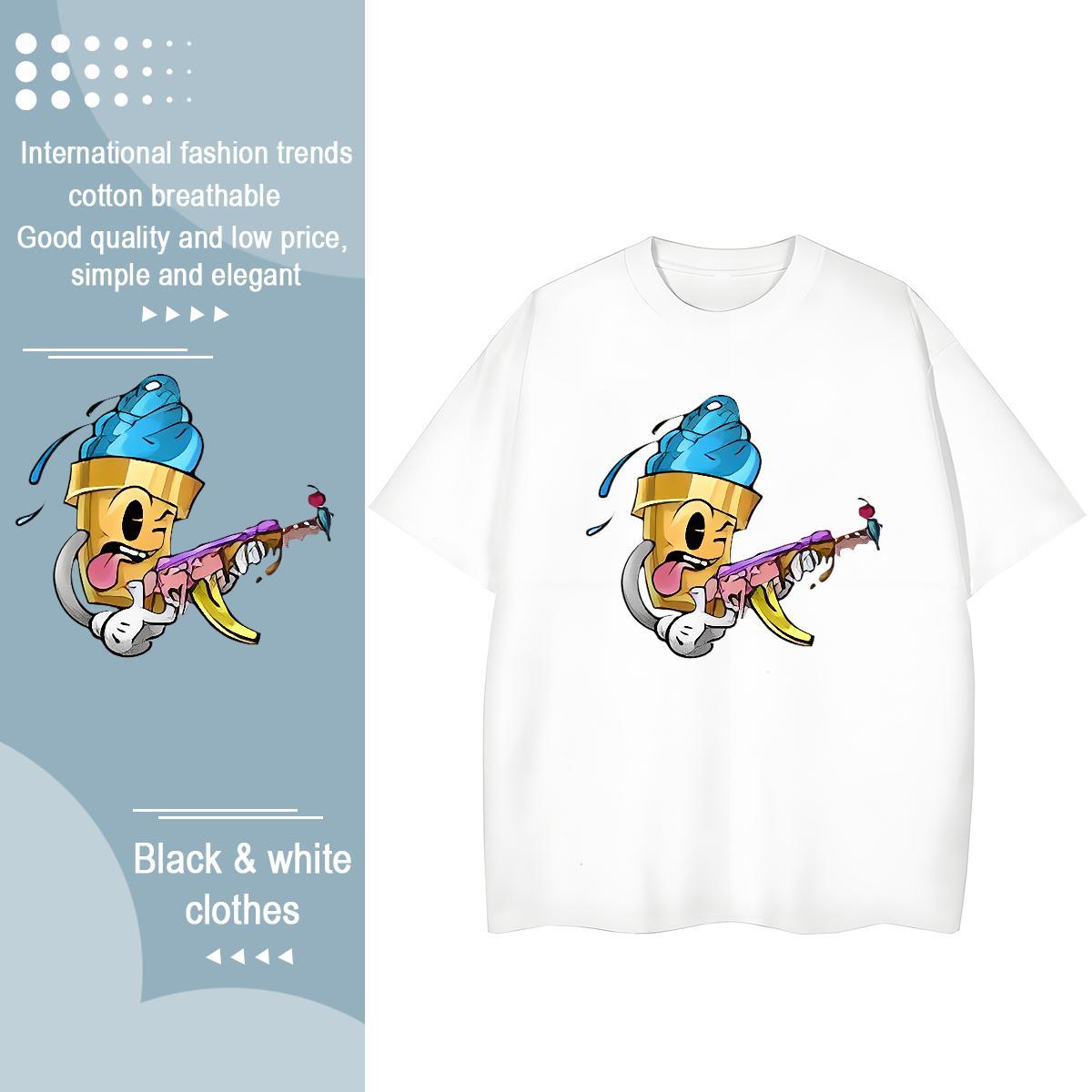 Nice Women Tees 230g Cotton role Sports Street Wear T Shirt For Woman O Neck Short Sleeves Plus Size Cartoon Tops Tees
