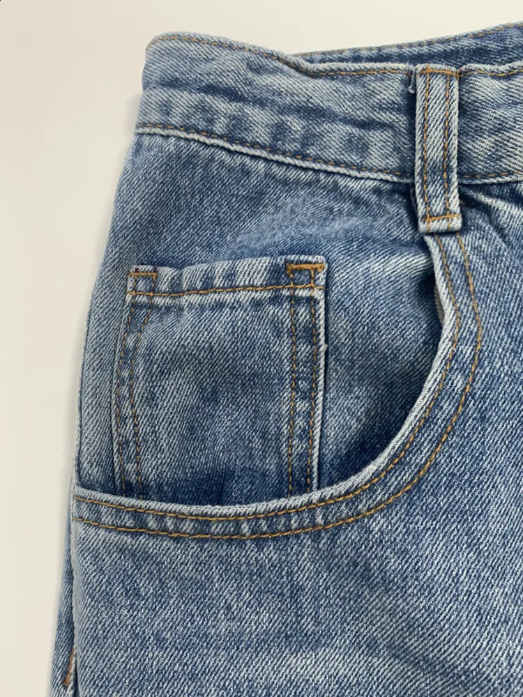 DEAT Fashion Womens Loose High Waist Wide Leg Denim Pants Hollow Blue Long Straight Jeans Autumn Collection L2901H 240821