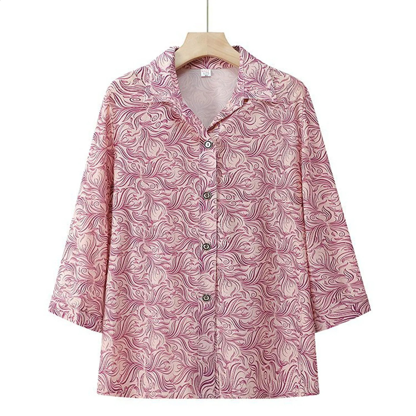 Autumn Bohemian style womens chiffon shirt retro leaf print lapel long sleeved top 240822