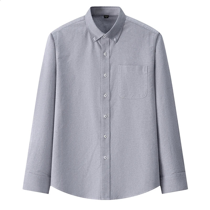 High Quality Cotton Mens Shirts Business Casual Button Lapel Long Sleeve Shirt Breathable Oxford Lattice Work Shirt S-5XL 240822