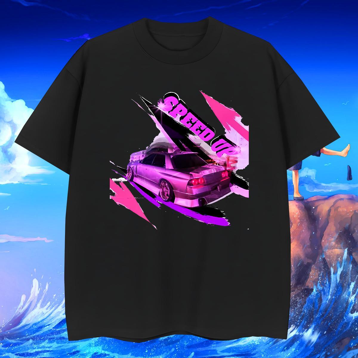 Classic Men Tees Anime Printing Street 230g Cotton Skull Round Neck Short Sleeve car Man T Shirts Customized Polos