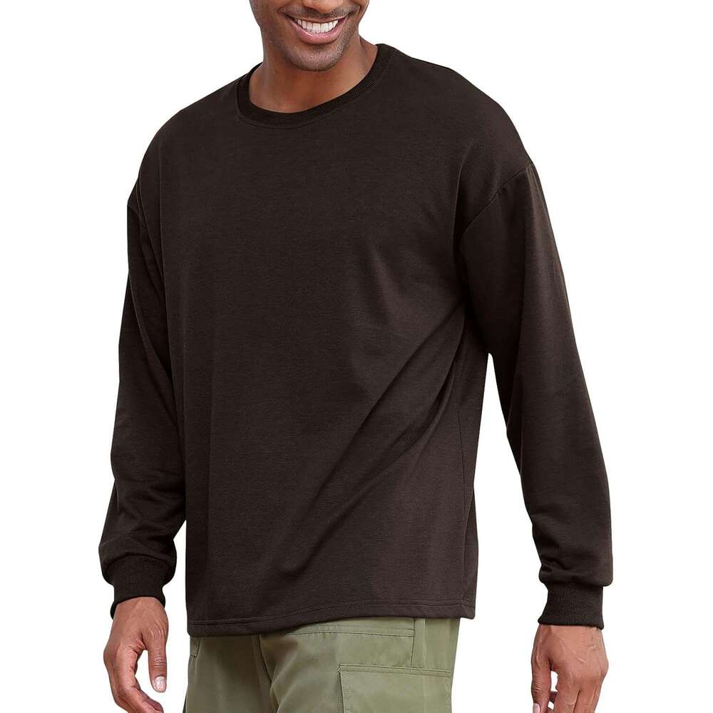 Long Sleeve Shirts for Men sweatshirt Mens Fashion Loose Fit T-Shirt Crew Neck Workout T Athletic Lightweight Long Sleeve Shirt Tee Streetwear Casual 