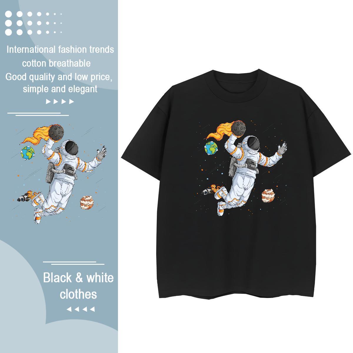 Lady Tshirt for Man Woman 230g 100% Cotton cosmonaut Casual Sport T Shirts Women Breathable Short Sleeve Customized Tee Shirt