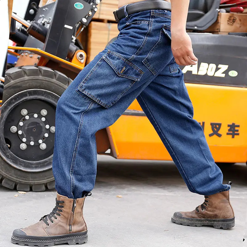 Mens workwear welding worker anti slip and wearresistant multi pocket cover car repair jeans 240821