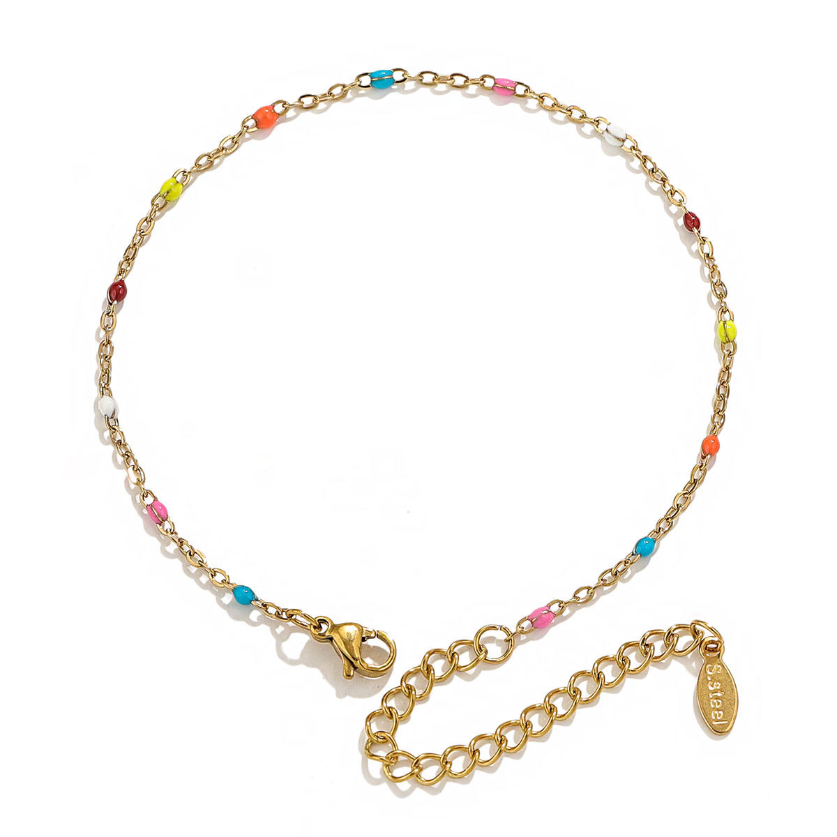 Drip oil bracelet titanium steel niche design enamel cross chain bead jewelry bracelet