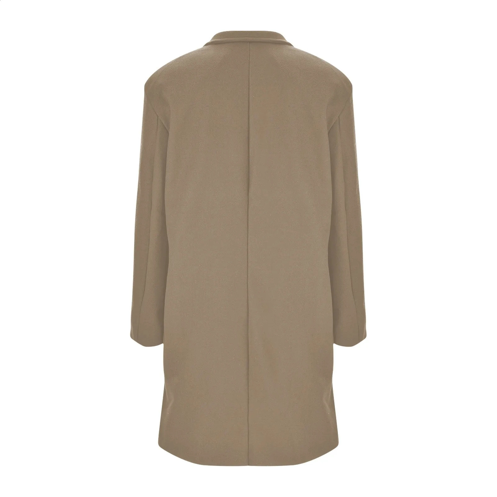 Autumn Winter Solid Color Woolen Jackets Coat For Women Korean Version Lapel Single-Breasted Mid-Length Overcoats With Pockets 240822