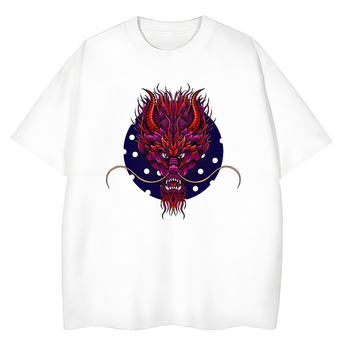 New Woman T Shirts 230g 100% Cotton Breathable Crew Neck Casual dragon Lady T shirt 5A Cartoon Anime Tee Shirt