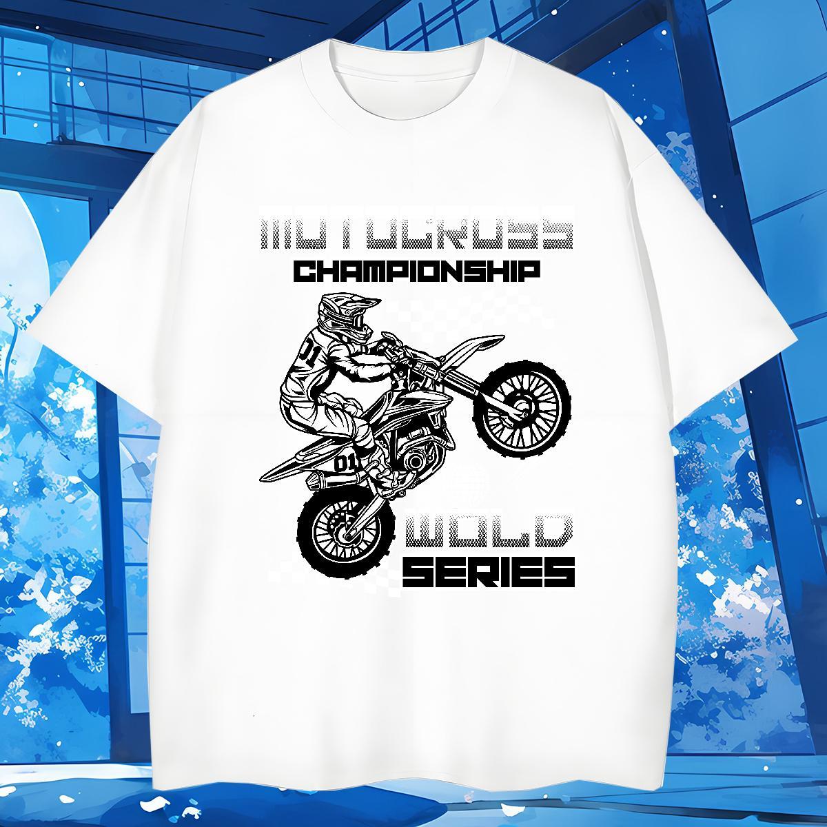 Loose motorbike T-Shirts Street wear Hip Hop Tshirts 230g Pure Cotton Designer Breathable Soft Black Oversized Tops Shirt