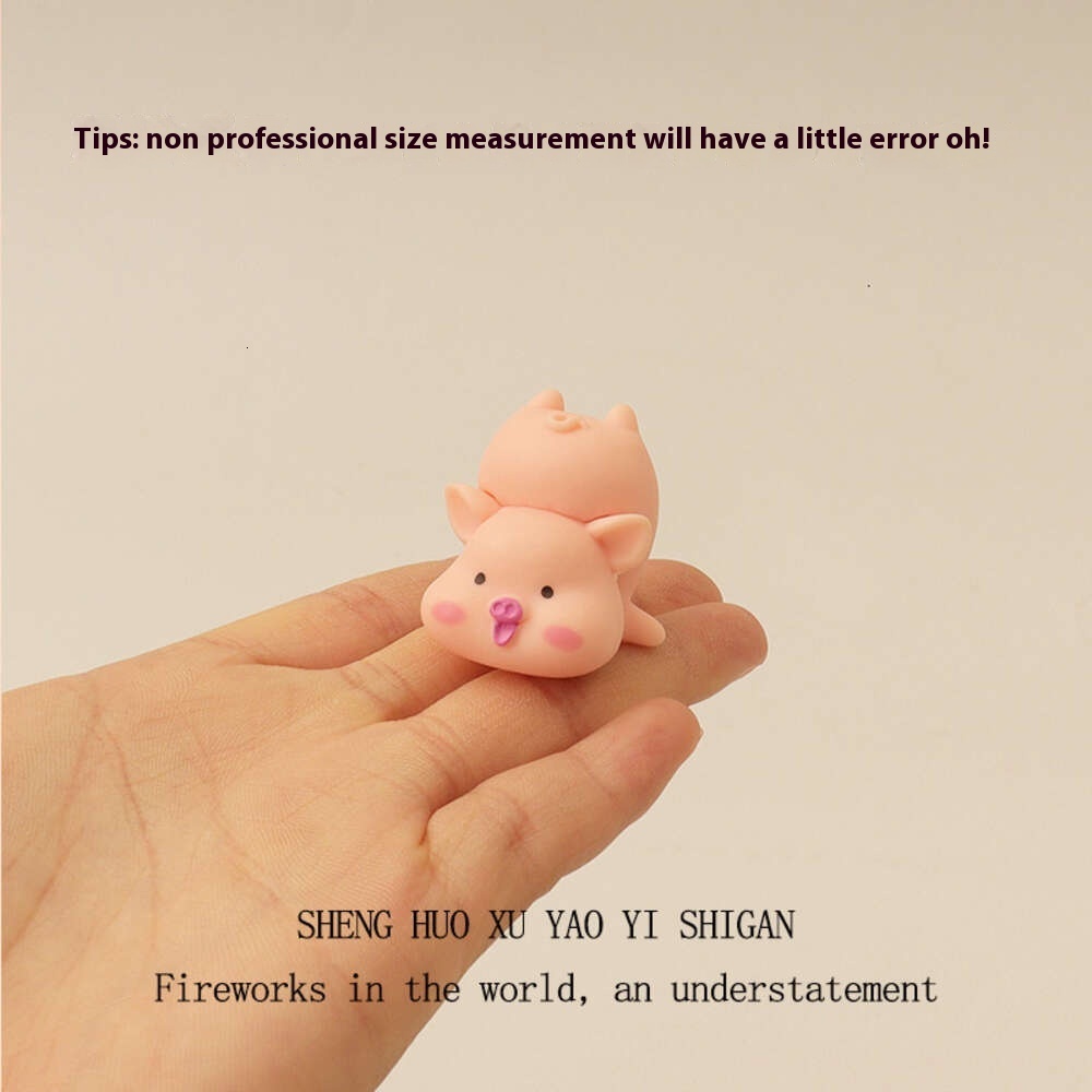 Cartoon creative cute mini micro landscape pig eating watermelon scene desktop decoration ornament OB11