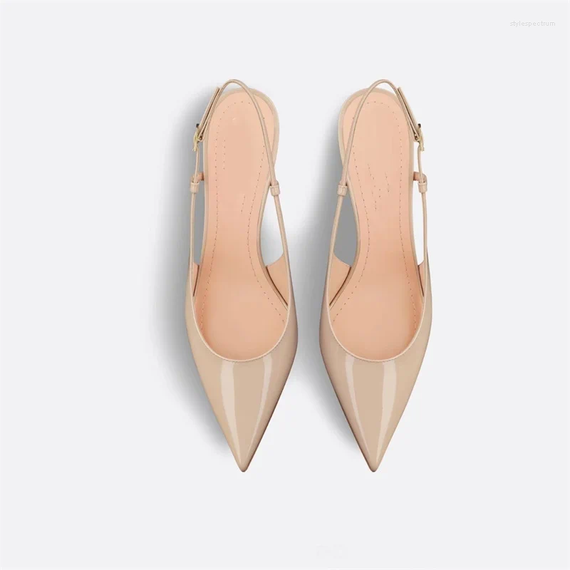 Sandals Strange Heel Pearls Decoration Heels Slingbacks Design Pointed Toe Sexy Elegant Office Novetly Summer Women Zapatos