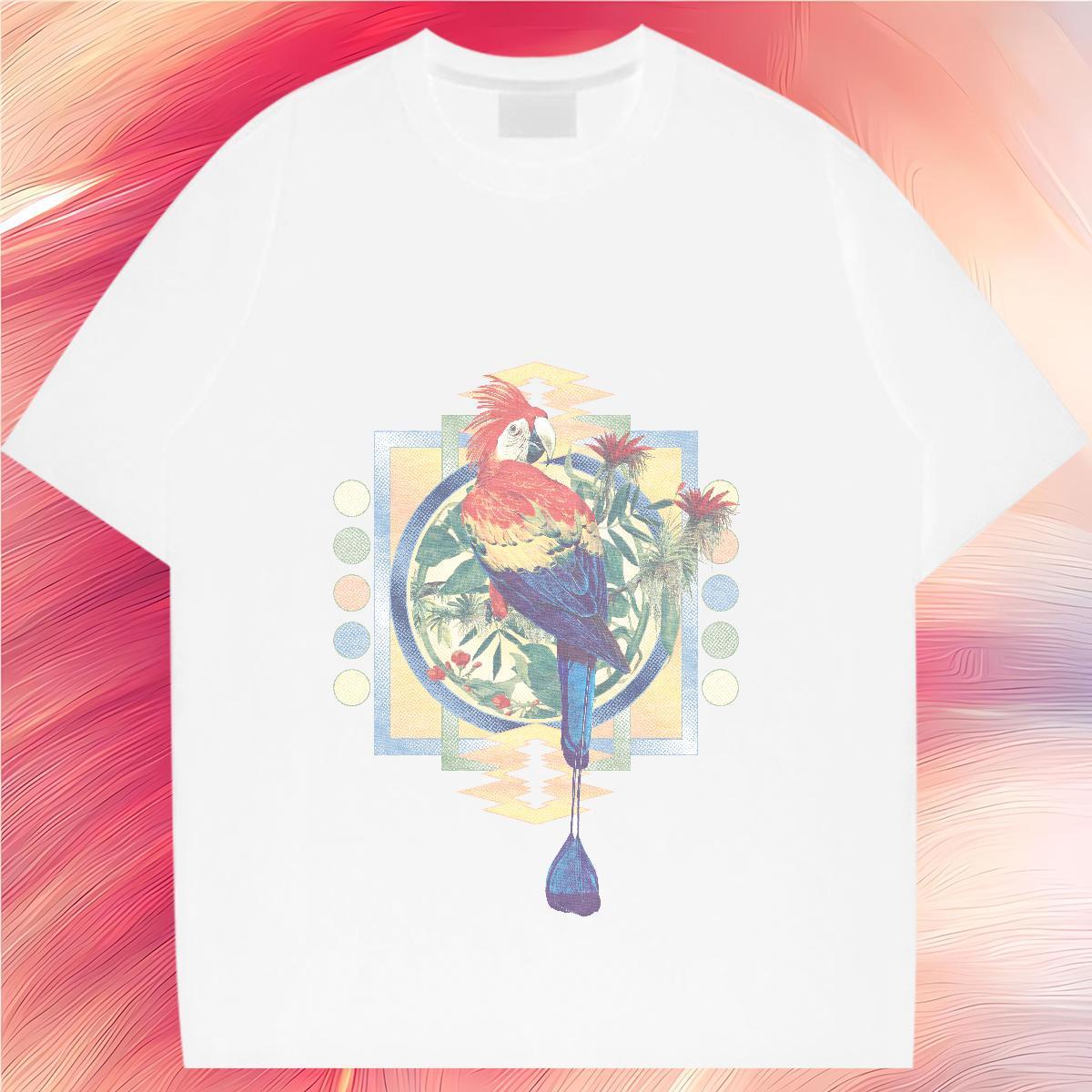 2024 Designer Woman T Shirts Breathable Soft 230g Cotton Unisex Tshirts Plus Size Custom bird High Street Hip Hop Comfortable Tops Shirt