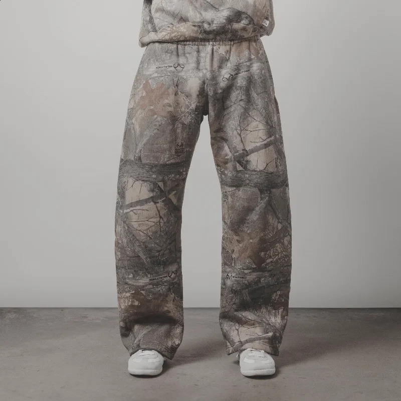 Pants Y2K Retro Mens SweatPants Camouflage Pattern Print Streetwear Harajuku Street Hip Hop Unisex Oversized Casual Camo Baggy Trousers High End Fashi
