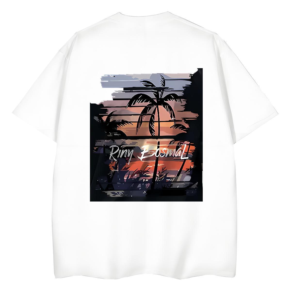 Fashion Casual Hip Hop Street Tshirt for Man Woman scenery Breathable Short Sleeve 230g 100% Cotton T Shirt For Man Loose Fit Black Oversized Tees