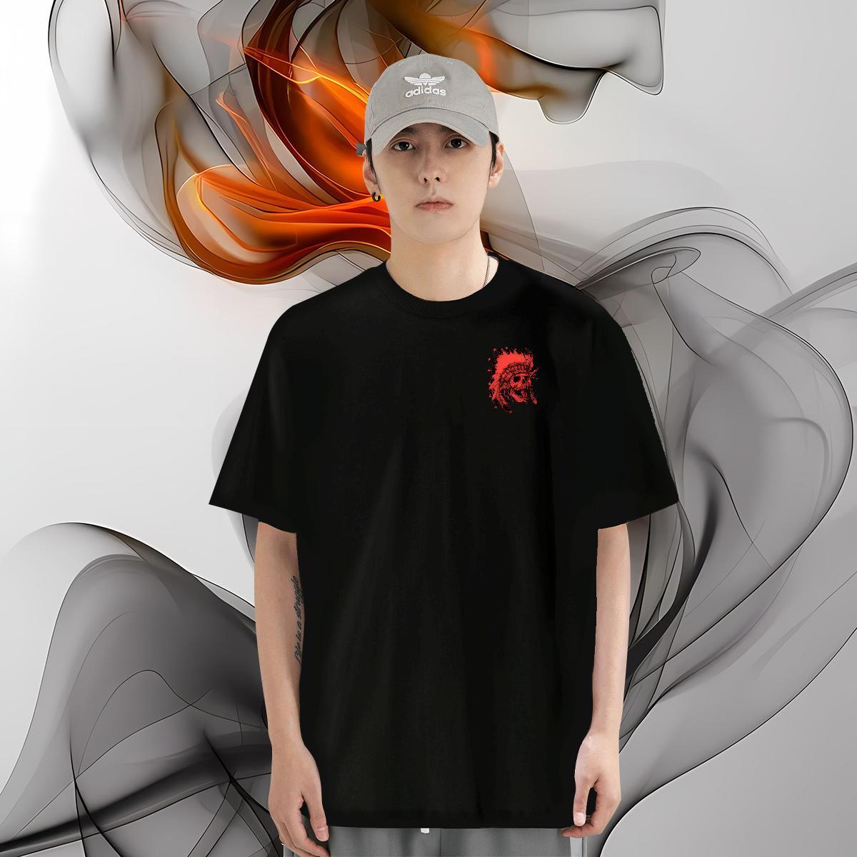 Classic Casual Tshirts skull Crew Neck Breathable 100% Cotton 230g T shirt Loose Fit Custom Cartoon Wear