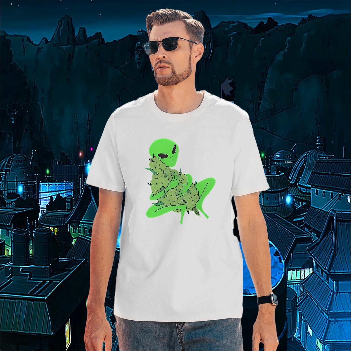 2024 New extra-terrestrial Men Tshirts 230g Cotton Mens T Shirts DIY Printed Street Wear Breathable Crew Neck Soft Polos